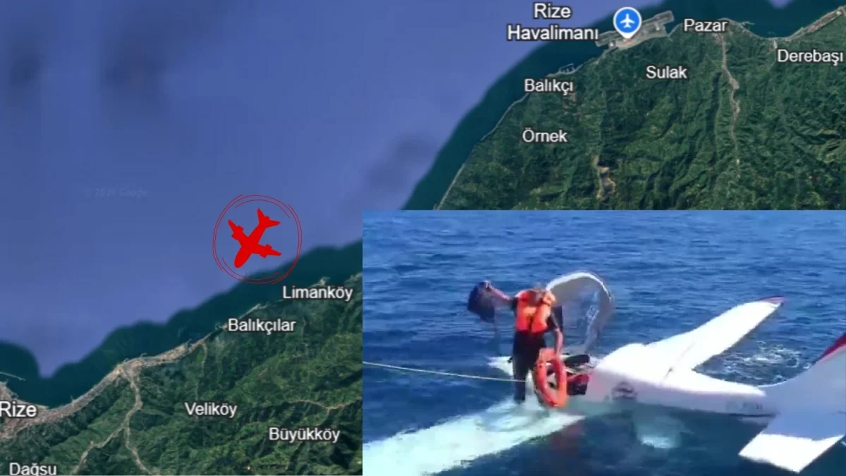 Rize açıklarında denize acil iniş yapan uçaktaki 2 kişi kurtarıldı